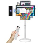 OFD TV portátil de 21.5 pulgadas con ruedas 1080P, 100% sRGB, 6 GB de RAM + 128 GB de almacenamiento, RollingTV, tableta grande con pantalla táctil con base, cámara web de 8 MP, sistema operativo