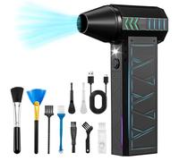 Ofeace Mini Soplador de Aire Potente LED -180000 RPM Soplador de Aire Portátil con 4 Velocidades Eléctrico Aire Comprimido PC Con Batería, Soplador de Polvo Air Duster Laptop, Teclado, Coche