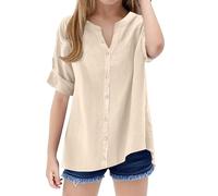 ofeirhz 2chainz - Camisa térmica de manga larga con cuello alto, color liso, para niñas (beige, 14-15 años)