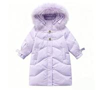 ofeirhz Abrigo de invierno con capucha para niñas, abrigos gruesos, resistentes al viento, largo con sudaderas suaves para 5 a 16 años, chaqueta de plumón para niñas (morado, 7-8 años)