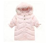 ofeirhz Abrigo de invierno con capucha para niñas, abrigos gruesos, resistentes al viento, largo con sudaderas suaves para 5 a 16 años, chaqueta de plumón para niñas (rosa, 7-8 años)