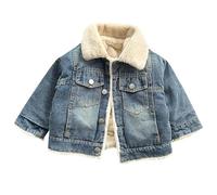 ofeirhz Abrigo de invierno para niñas, talla 6 y Plus, abrigo acolchado de terciopelo grueso con solapa para niños y niñas, talla M, abrigos de invierno (azul, 7-8 años)