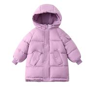 ofeirhz Abrigo de invierno para niños, chaqueta de franela a cuadros, abrigo con capucha y capucha, abrigos gruesos, parka, abrigo escolar, ropa exterior, chaqueta hinchada para clima frío (violeta
