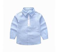 ofeirhz Camisa corta grande de manga larga para niñas para primavera y otoño, camisa escolar de moda para niños (azul, 10-12 años)