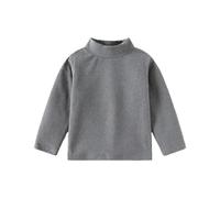 ofeirhz Camisa multicolor de color liso, cuello alto, manga larga, parte inferior gruesa, conjunto rápido (gris, 18-24 meses)