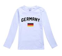 ofeirhz Camiseta corta de manga larga para niños y niñas, diseño de bandera alemana, casual, manga larga, cuello redondo, camiseta interior atlética, blanco, 15-16 años