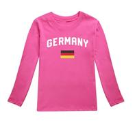 ofeirhz Camiseta corta de manga larga para niños y niñas, diseño de bandera alemana, casual, manga larga, cuello redondo, camiseta interior atlética, hot pink, 5-6 años
