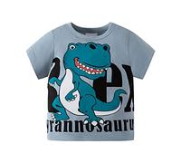 ofeirhz Camiseta de manga larga de fútbol para niños, bebés, bebés, dinosaurio, manga corta, cuello redondo, camiseta de dos colores opcionales, camiseta de béisbol para niño, talla 4 (azul, 4-5 años)