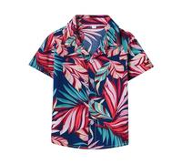 ofeirhz Camiseta interior para niños pequeños con solapa y estampado botánico de un solo botonadura, camisa de playa, camiseta interior (D, 3-6 meses)