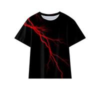 ofeirhz Camiseta larga para niños y niñas, con estampado 3D, camiseta divertida para jóvenes, botines de fútbol para niños (rojo, 4-5 años)