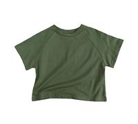 ofeirhz Camisetas de manga completa para niños pequeños, clásicas, sueltas, cortas, suaves, manga de murciélago, camisetas lisas, camisetas lisas de transferencia de vinilo (verde, 2 años)