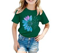 ofeirhz Chieftains - Camiseta de manga corta con bonito gráfico de flores, holgada, cuello redondo, casual, con brasier (verde, 6-7 años)