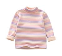 ofeirhz Fetus - Camiseta de manga larga para niños y niñas, para otoño e invierno, cálida, acolchada y gruesa, cuello alto, a rayas, de manga larga (morado, 18-24 meses)