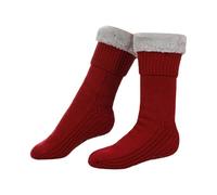 ofeirhz Need - Calcetines mullidos sin mangas con forro polar para mujer, con muslos y correas, Vino, talla única