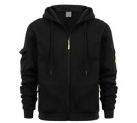 ofeirhz Sudadera con capucha para hombre, con cremallera y múltiples bolsillos, para trabajo, táctica, militar, de manga larga, cómoda, de forro polar, con puños acanalados, ideal para el fin de