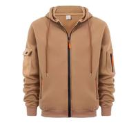 ofeirhz Sudadera con capucha para hombre, con cremallera y múltiples bolsillos, para trabajo, táctica, militar, de manga larga, cómoda, de forro polar, con puños acanalados, ideal para el fin de