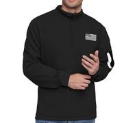 ofeirhz Sudadera de manga larga para hombre, de forro polar, con cremallera de un cuarto, cuello alto, sudadera de calentamiento para otoño e invierno, color sólido, sudadera de ajuste regular con