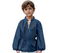 ofeirhz Top Boys Big Kids - Camisas de cuello alto para niños, camisa holgada de algodón transpirable para niños (azul marino, 4-6 años)