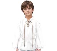 ofeirhz Top Boys Big Kids - Camisas de cuello alto para niños, camisa holgada de algodón transpirable para niños (blanco, 8-10 años)