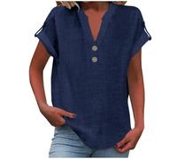 Oferta de Dia Camisetas Manga Cortas Mujer Blusas De Elegantes Tallas Grandes Ropa Verano 2025 Conjunto Camisa Volantes Otoño Jersey Blanco Top Azul Marino Blusa Rayas Camiseta Marron Cuello