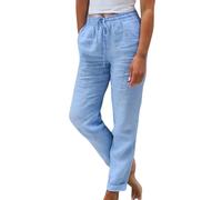 Oferta Flash Pantalon Fino Verano Mujer Tallas Grandes Frescos Lino Algodón Cintura Alta Elasticos Pantalones Largos Ligeros Vintage Rectos con Bolsillos y Pliegues Pantalón Flojo Playa Comodidad