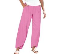 Oferta Flash Pantalones Mujer Informales de Lino de Algodón Pant Veraniego Trousers para Yoga Pantalones de Pierna Ancha Fitness Bombacho Fluidos de Chándal Plus Size Elasticos Largo de Harén
