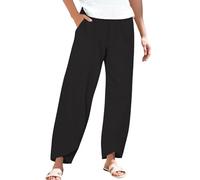 Oferta Flash Pantalones Mujer Informales de Lino de Algodón Pant Veraniego Trousers para Yoga Pantalones de Pierna Ancha Fitness Bombacho Fluidos de Chándal Plus Size Elasticos Largo de Harén