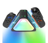 【Oferta por Liquidación】 Estación de Carga para Nintendo Switch 2, Controlador Switch 2, estación de Carga con 7 Colores RGB Luces, Carga 4 Controladores Joy-Cons