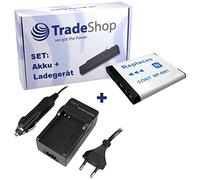 OFERTA Trade-Shop - Kit de cámara batería de ion de litio + cargador de batería con adaptador de coche para Sony Cybershot DSC-W800, DSC-W810, DSC-W830, DSC-QX10, DSC-QX100, DSC-WX220