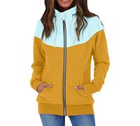 Ofertas De Ultima Hora Y Mas Mujeres Casual Contraste Sólido Manga Larga Cremallera Abrigo Bolsillo Sudadera Suelta Tops Sudadera Mujer Capucha Pelo Sudadera Lar Ofertas Flash del Dia Yoga Chaqueta