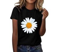 Ofertas Flash Camisa con Estampado De Y Flores para Mujer, Camiseta De Manga Corta con Cuello, Top De, Ropa Informal Ligera Y para Verano Camisas Mujer Manga Larga Elegantes R Top Lencero Ofertas