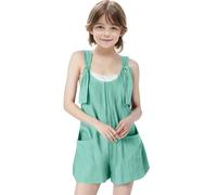 Ofertas Flash del Dia 2025 Mono Niña,Mameluco Casual Sin Mangas de Verano para Niñas Color Sólido Overol Corto de Verano Peto de Una Sola Pieza con Bolsillos para Niños Casual Pantalones con Tirantes