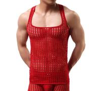 Ofertas Flash del Dia Camiseta Sin Mangas para Hombre,Camiseta Tirantes de Rejilla Camisetas Internas de Red Sexy Slim Fit Transparente Chaleco Ropa Interior de Malla para Hombres Sexy Hueco Tank Top