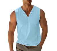 Ofertas Flash del Dia Camiseta Sin Mangas para Hombre,Camiseta Tirantes Hombre de Cuello en V con Botones Simple Color Sólido Chaleco Ligero Cómodo Pullover T-Shirts Casual Oficina Diario Tank Top