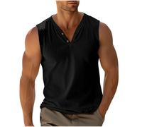 Ofertas Flash del Dia Camiseta Sin Mangas para Hombre,Camiseta Tirantes Hombre de Cuello en V con Botones Simple Color Sólido Chaleco Ligero Cómodo Pullover T-Shirts Casual Oficina Diario Tank Top