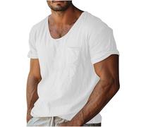 Ofertas Flash del Dia Camisetas Manga Corta Hombre,Camiseta Hombre de Algodón y Lino Casual Cuello Redondo Color Sólido Estilo Básico Camisetas Lino Hombres Cómodo y Transpirable Shirt Top Trabajo