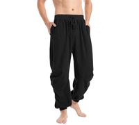 Ofertas Flash Del Dia Lino Pantalones Hombre Pantalon Chandal Hombre de Algodón y Lino Cintura Elástica Cordones Pantalones Largo Holgados con Bolsillos Deportivos Jogging Cómodo Pants Al Aire Libre