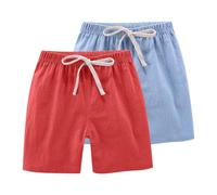 Ofertas Flash del Dia Niña Niño Pantalones Cortos 2 Piezas Algodón y Lino Pantalon Corto Verano para Niños Niñas Pantalón Recto de Cintura Elástica con Cordón Ligero y Transpirable Cómodo Linen Short