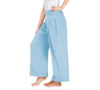 Ofertas Flash del Dia Pantalones Lino Niñas Algodón y Lino Pantalon Casuales para Niñas Adolescentes Cintura Alta Elástico Pantalón de Pierna Ancha Holgado Cómodo Pantalones de Chándal con Bolsillos