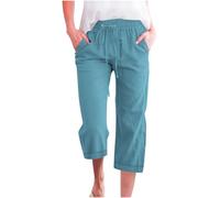 Ofertas Flash del Dia Pantalones Mujer Verano Talla Grande Rectos Lino de Algodón Cintura Alta Elástica con Cordón Pantalones Capri Ligeros Pantalón de Chándal Suave y Cómodo Danza Pilates Yoga Pants