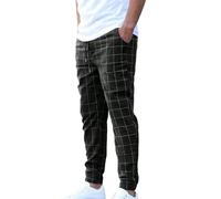 Ofertas Flash del Dia Pantalones Verano Hombre,Pantalon Casuales de Cintura Elástica Cordón Sueltos Cómodo Pantalón de Chandal con Estampado de Cuadros Casual Jonnging Pants con Bolsillos Uso Diario