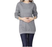 Ofertas Flash del Dia Ropa de Maternidad,Camisetas de Maternidad de Manga Larga Camiseta de Lactancia Sudaderas de Lactancia con Cuello Redondo Ropa de Embarazo Sólida Jersey para El Embarazo