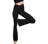 Ofertas Flash Leggins Deportivos Mujer Transpirable Pantalones De Chándal para Mujer Basic Acampanados Flared Casual Color Sólido Oficina Baratos Uso Diario Elastic Pants Negro L