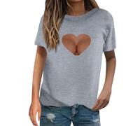Ofertas Flash Mujer Primavera/Verano Día De San Valentín Amor Sexy Impreso Suelto Casual Manga Corta Camiseta Camisa Mujer Elegante Camiseta Manga Corta Mujer Partes De Arri Regalos Mujeres