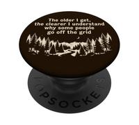 Off Grid Camping Humor Naturaleza Cita Bosque Montañas PopSockets PopGrip Adhesivo