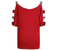 Off Print - Camiseta de manga grande para mujer, diseño de bandera informal, talla grande, vestido elegante, rojo, XL