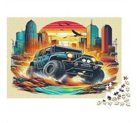 Off-Road Vehicle 1000 Piece Jigsaw Puzzle Offroad Jeep in City Ruins for Adults Teens Educational Game Decompression 70x50cm 1000pcs