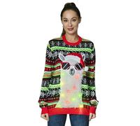 OFF THE RACK Christmas Sweater Suéter, Llama Loves Sparkle, XXX-Large Unisex Adulto