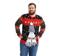 OFF THE RACK Jersey de Navidad unisex para hombre y mujer, divertido LED luminoso Ugly Christmas Sweater de punto para Navidad, Sequin Snowman Shake Off, XXL