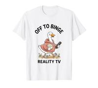 Off to Binge Reality TV Tonto Funny Goose Camiseta gráfica económica, Hombre, Blanco, XL